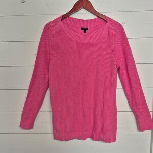 Talbots Womens Pink Knit Sweater Ribbed Crewneck Long Sleeve
